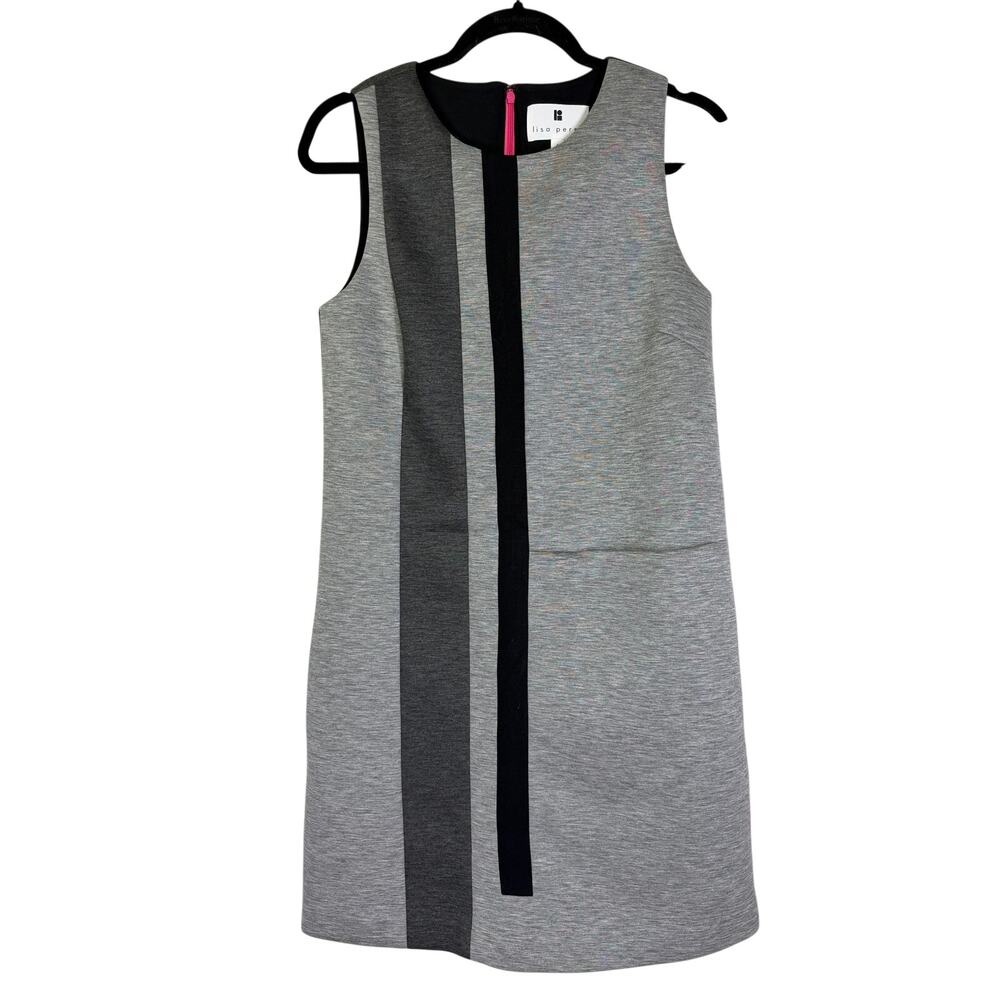 LISA PERRY Dress 6 Shift Color Block 60's Mod Style Upscale Designer Exposed Zip